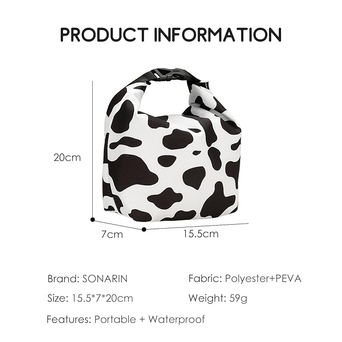 SONARIN Large Pacifier Bag with Buckle,Portable Waterproof Pacifier Holder Case Baby Dummy Case Soother Pod Lunch Bag Storage Bag for Holding Pacifiers Snacks Baby Bottles(Black & White)