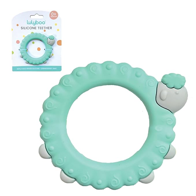 Lulyboo Baby Silicone Sheep Teether - Soft, Non-Toxic, BPA-Free, Easy-Grip, Freezer Safe, Recyclable Teething Toy for Gums Relief & Self-Soothing (0-12 Months)