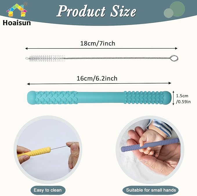 Hoaisun Teething Toys 3-6 Months 8 Pack, Silicone Teethers for Babies Nursing, Teething Tubes Sticks for Babies 6-12 12-18 Months, Autism Sensory Toys for Kids Chewing, Biting