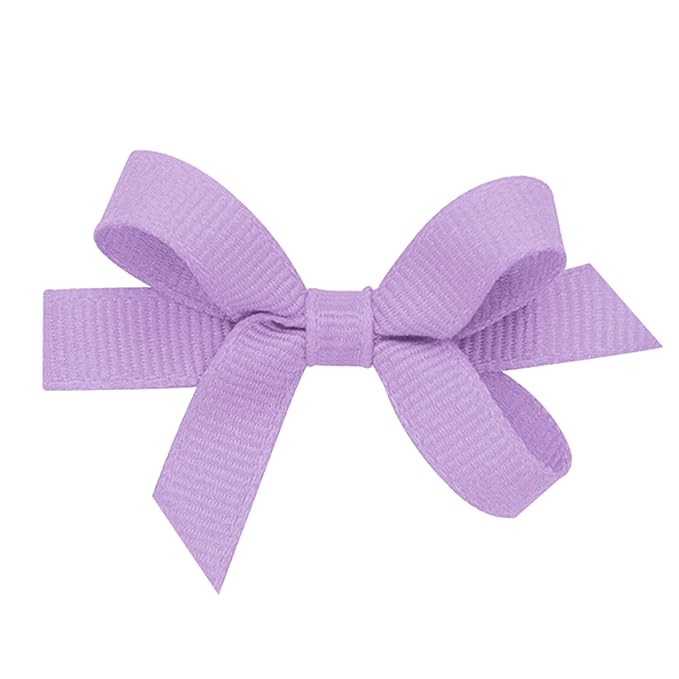 Wee Ones Girls' Classic Grosgrain Hair Bows with Plain Wrap Center, No-Slip Hair Clip, Handmade, Light Orchid, Baby