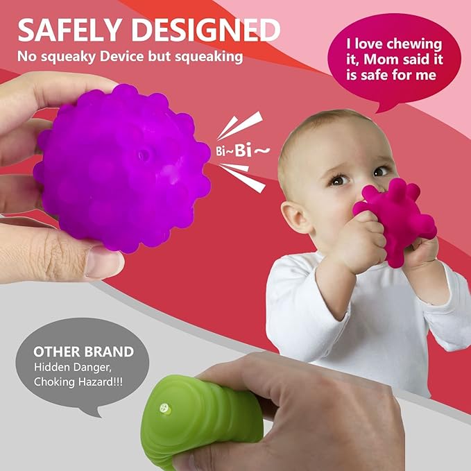 12 Pcs Montessori Toys for Babies 3 Months, Crawling Toys for Babies 6-12 Months, Sensory Turtle Toy with Sensory Balls Set