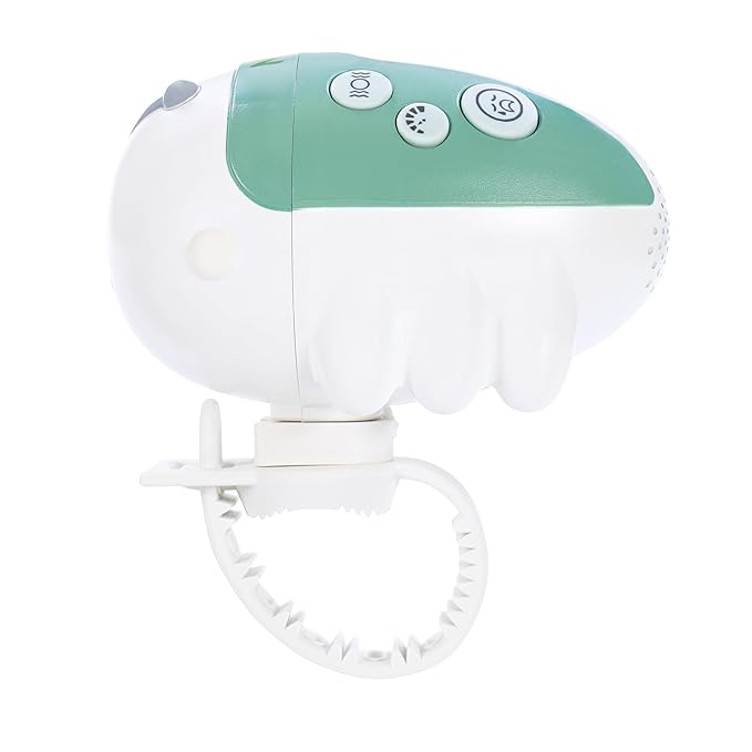 Nuby Jitterbug Stroller Rocker & Sound Machine for Babies - Portable Soother with Vibrations, Sounds, and Light Colors - USB-C Rechargeable - Attaches to Strollers and Cribs - Green