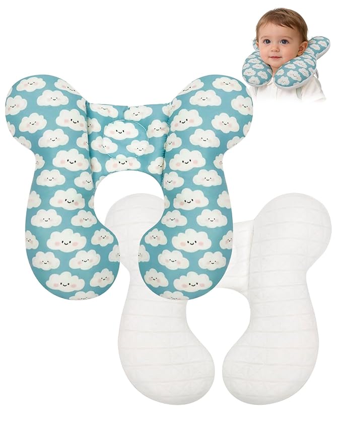 KAKIBLIN Baby Travel Pillow, Baby Neck Pillow for Car Seat, U-Shaped Head and Neck Support for Stroller Pushchair, Soft Cooling Breathable Infant Head Pillow for Newborn Toddler