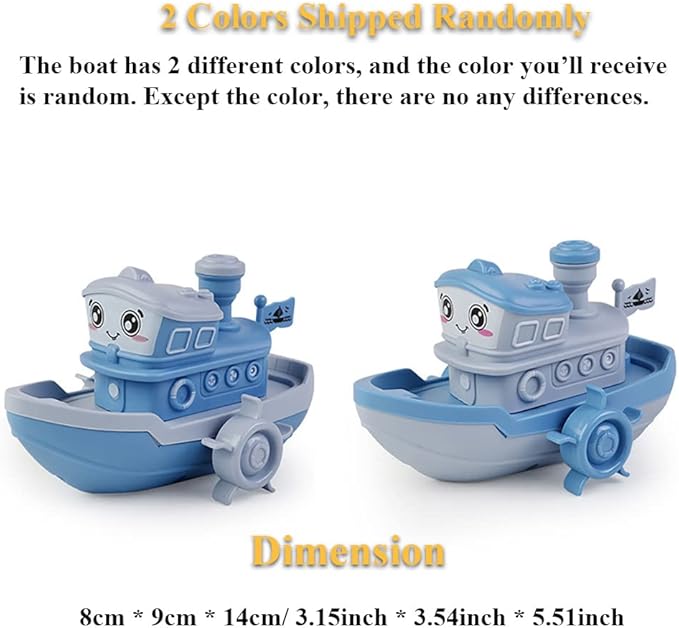 Wind-up Ship Bath Toy – Funny Wind-up Steamship Clockwork Steamboat (Blue)