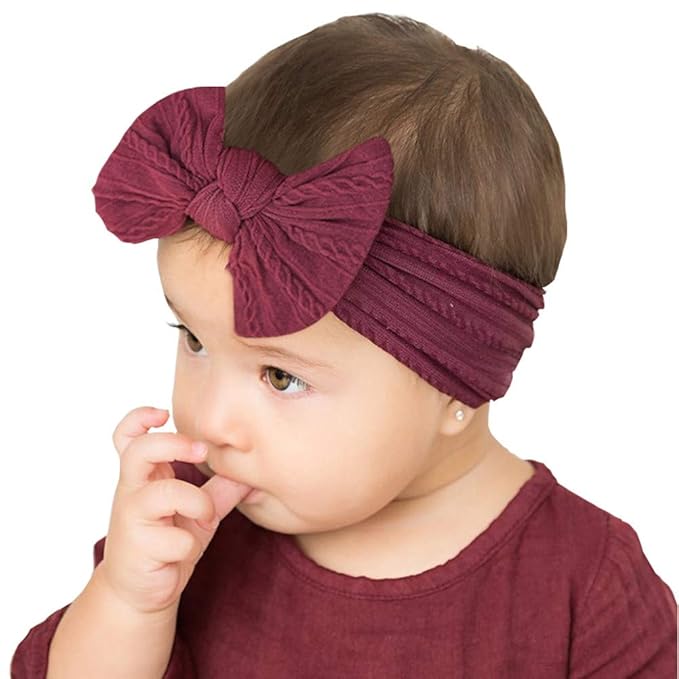 Toptim Baby Girl Bows Nylon Headbands Jacquard Design for Newborn Infant Toddler Little Girls (16-Pack)