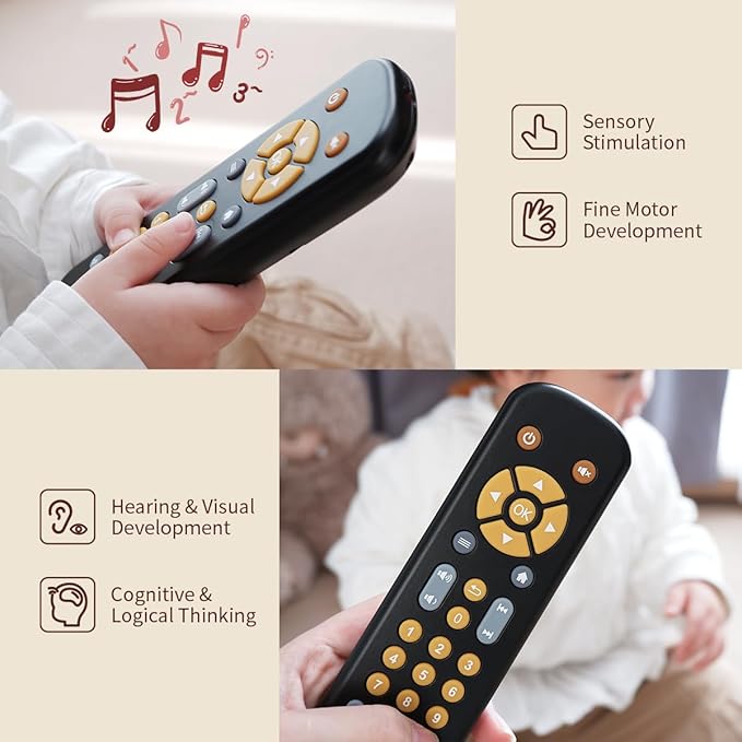 Nueplay Realistic Learning Controller with Light & Music – Interactive Educational Toy for Toddlers, Trilingual English/Spanish/French Number Learning & Pretend Remote Play for Kids Ages 1-3,Black