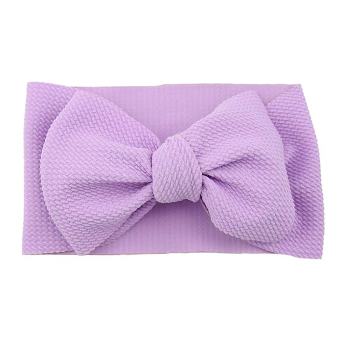 Baby Girl's 8'' Soft Big Bow knot Nylon Headband Toddler Hairband for Photography Travel Party Festivals (Lavender)