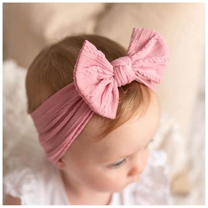 ALinmo 12PCS Baby Nylon Headbands Hairbands Hair Bow Elastics for Baby Girls Newborn Infant Toddlers Kids