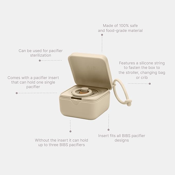 BIBS Pacifier Box with Loop for Storing & Carrying Soothers | 100% BPA Free Material | Designed & Made in Denmark | Dark Oak