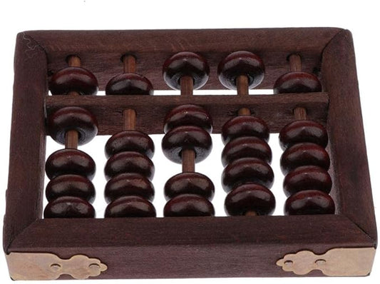 5 Column Chinese Wooden Bead Arithmetic Abacus with Box for