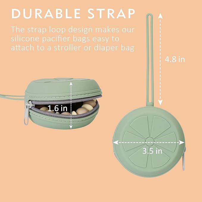 Silicone Pacifier Holder Case, Silicone Pacifiers Storage Case for Newborn, BPA-Free Portable Travel Pacifier Pouch for Boys & Girls(Sage, Ether)