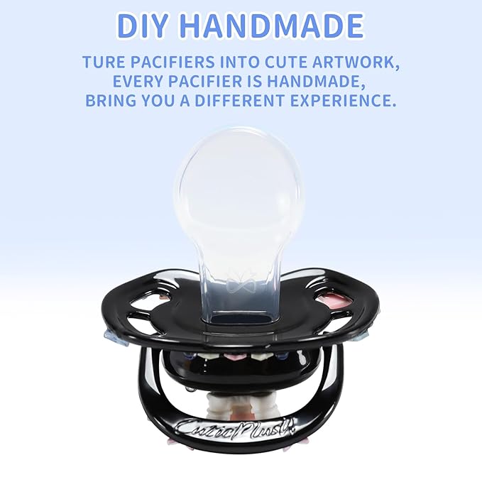 CutiePlusU Adult Size Pacifier DIY Big Shield Pacifier - Black