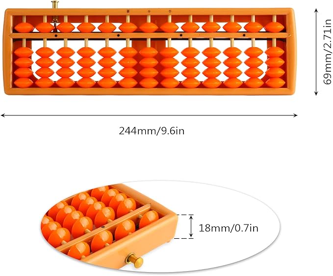 Larcele Bead Arithmetic Counting Abacus with Reset Button,13 Column SP-02 (Yellow 2)