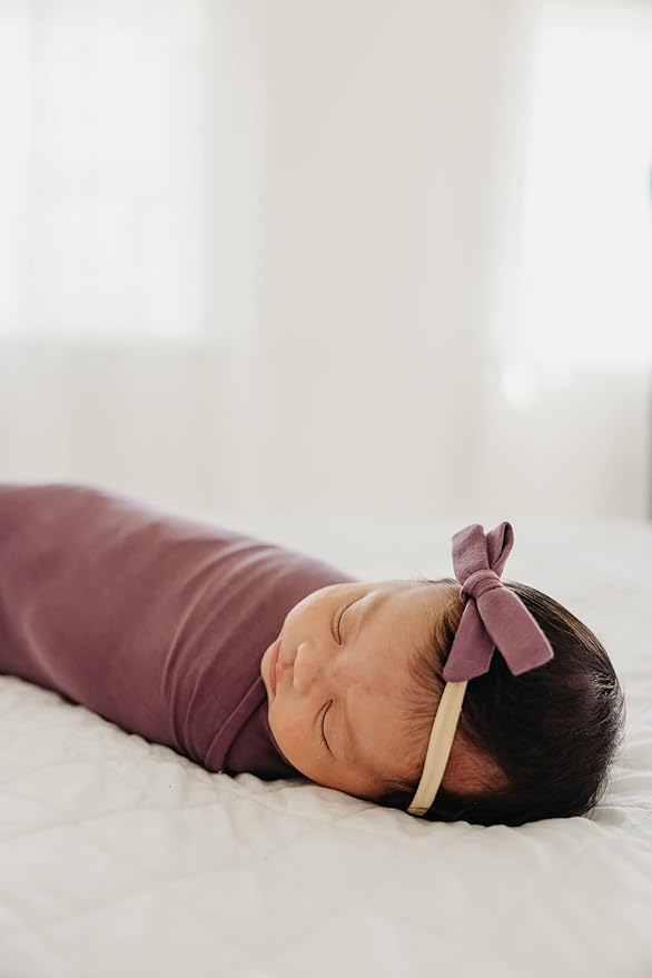 Copper Pearl Ribbon Baby Bow Plum
