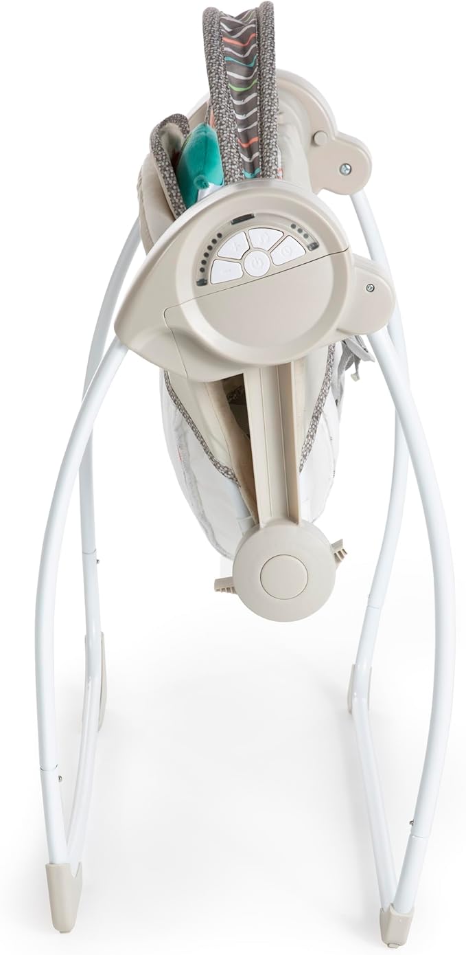Ingenuity Soothe 'n Delight Compact Portable 6-Speed Plush Baby Swing with Music, Folds Easy, 0-9 Months 6-20 lbs (Cozy Kingdom)