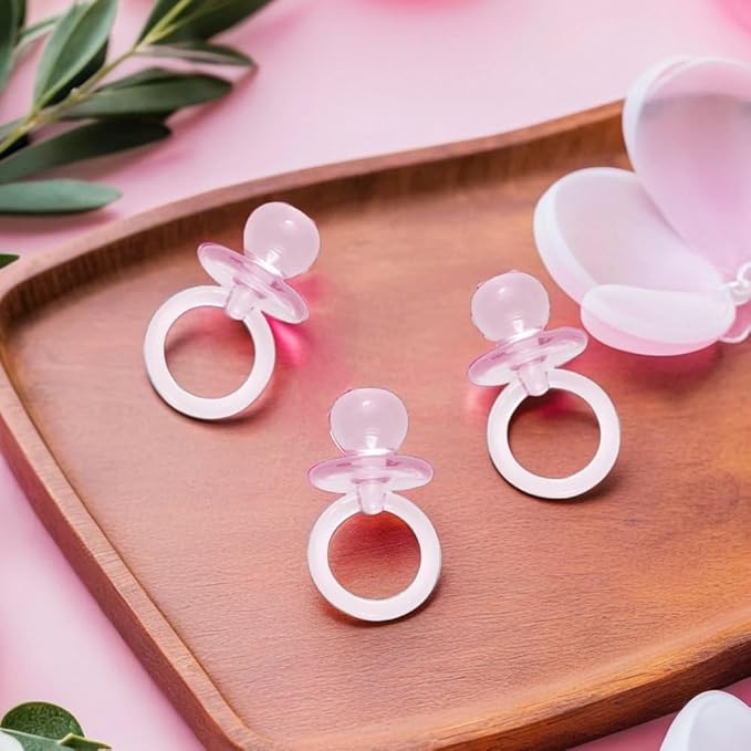 Small Pink Acrylic Crystal Pacifier Favors - 18 Pieces, 1 inch - Adorable Party Decorations for Baby Showers and Gender Reveals