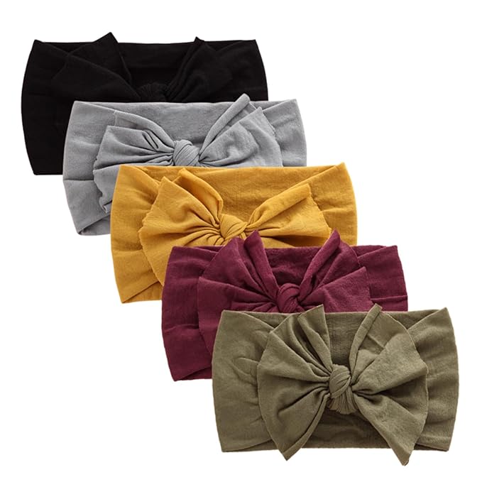 DRESHOW BQUBO Baby Nylon Headbands Hairbands Hair Bow for Girls Newborn Infant Toddlers Hair Accessories