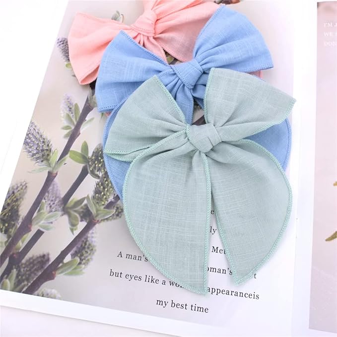 Sugarmelon Pack of 24 Large Linen Hair Clips for Girls Women - 24 PCS Hair Accessories for All Ages (Linen, One Size Fits All, Handmade, Various Occasions, Hair Clip, Hair Securing, Decorative)