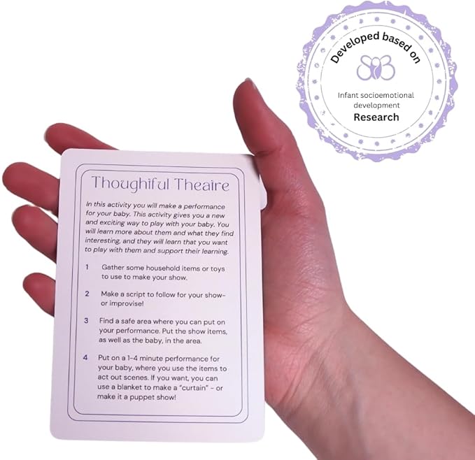 Attachies™ Activity Cards for Babies 0-12 Months - Social Emotional Development, Bonding & Sensory Stimulation, Safe & Durable, Portable for Interactive Play