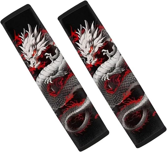 Biyejit Chinese Dragon 2PCS Car Seat-Belt Covers, Comfortable Safety Belt Strap Shoulder Pad for Men or Women, Universal Auto Interior Decor Accessories