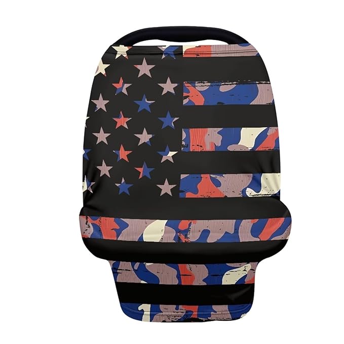 American Flag Camo Car Seat Covers Multi-Purpose Windproof Car Seat Canopy Cover Dust Cover Privacy Protection Durable Multifunctional Breastfeeding Scarf
