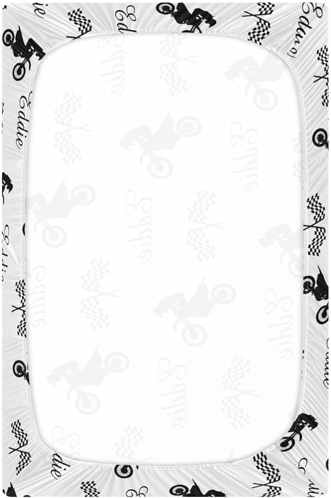 Personalized Pack 'n Play Sheets - Custom Baby Boy Mini Crib Sheets, Soft & Breathable Material (Dirt Bike Motocross)