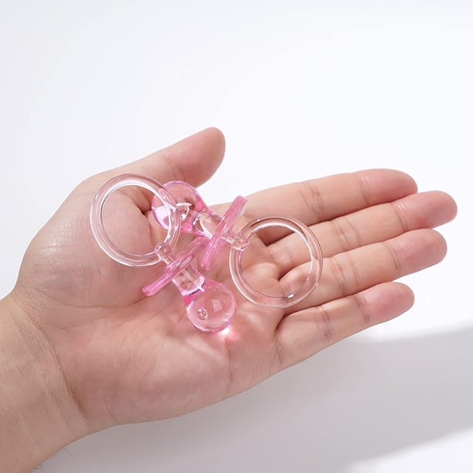 50 Pieces 2.75 Inch Baby Pacifier Baby Shower Plastic Pacifier for Baby Shower Pacifier, Baby Shower Gender Show Party Decoration DIY Baby Shower Birthday Party Gift (Pink)