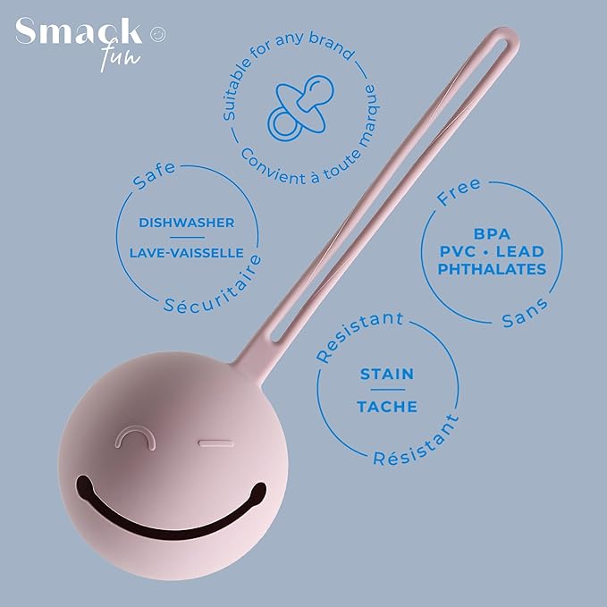 Smack Fun | Silicone Pacifier Holder Case | Pacifier case for diaper bag | Safe & Soft Material | Stain Resistant - Diaper Bag Essentials (Pale Mauve)
