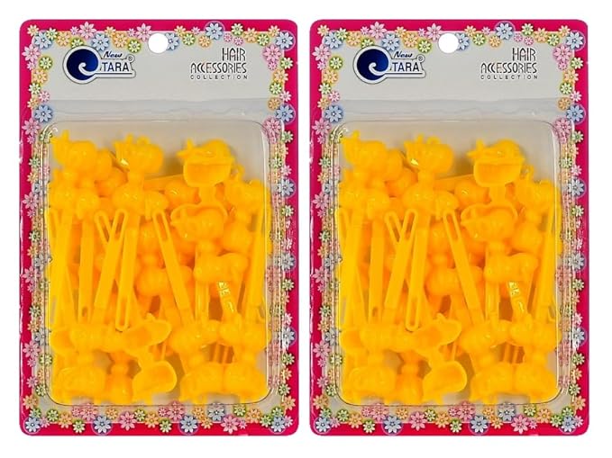 Classics Self Hinge Hair Barrettes for Girls Plastic Hair Barrettes for Baby bow Girl Barrettes 80s 90s Bow Cartoon Design Hair Pins for Baby Girls Toddlers total 40 count (YELLOW)