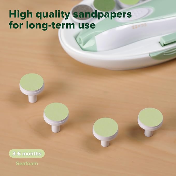 haakaa Electric Nail Trimmer Replacement Pads Baby Nail Trimmer Heads Compatible with All haakaa Nail Trimmers, Suitable for 3-6 Months, Seafoam
