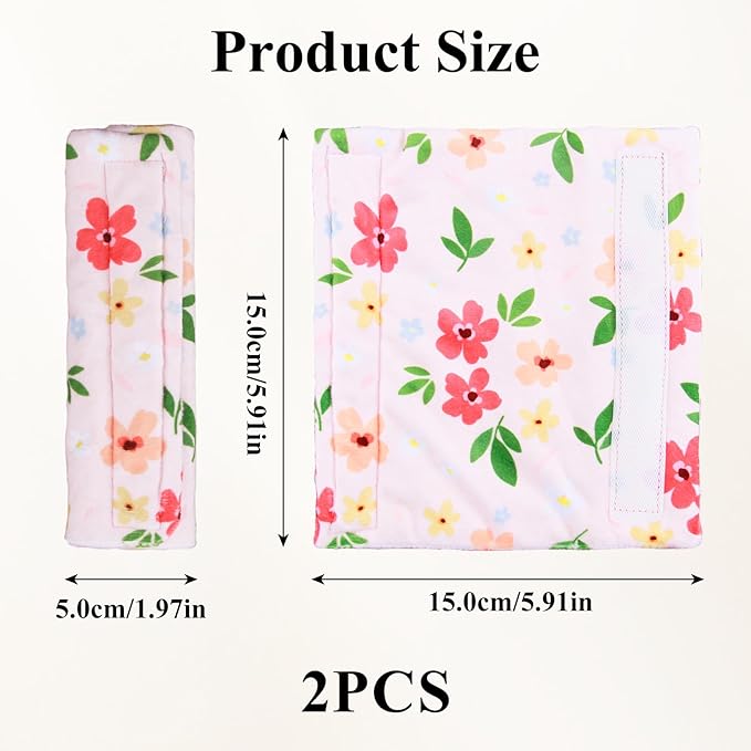2-Pack Car Seat Strap Covers, Infant Seatbelt Covers, Velvety Soft Double-Sided Use Car Seat Shoulder Strap Pads for Infant Toddler, Colorful Flower