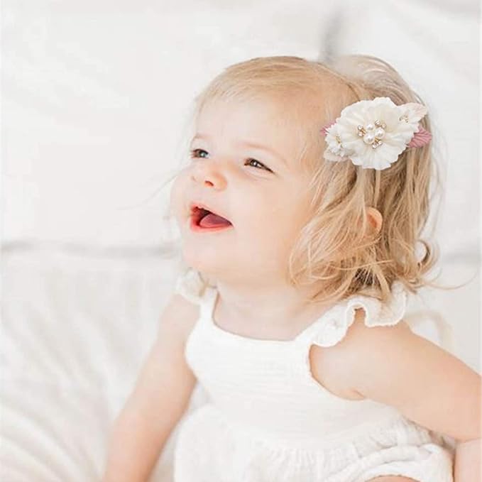 Flower Hair Clips Set for Baby Girl Lightweight Floral Hair Bow Accessories with Boutique Fully Lined Alligator Clip for Toddler Teens Gifts (AC)