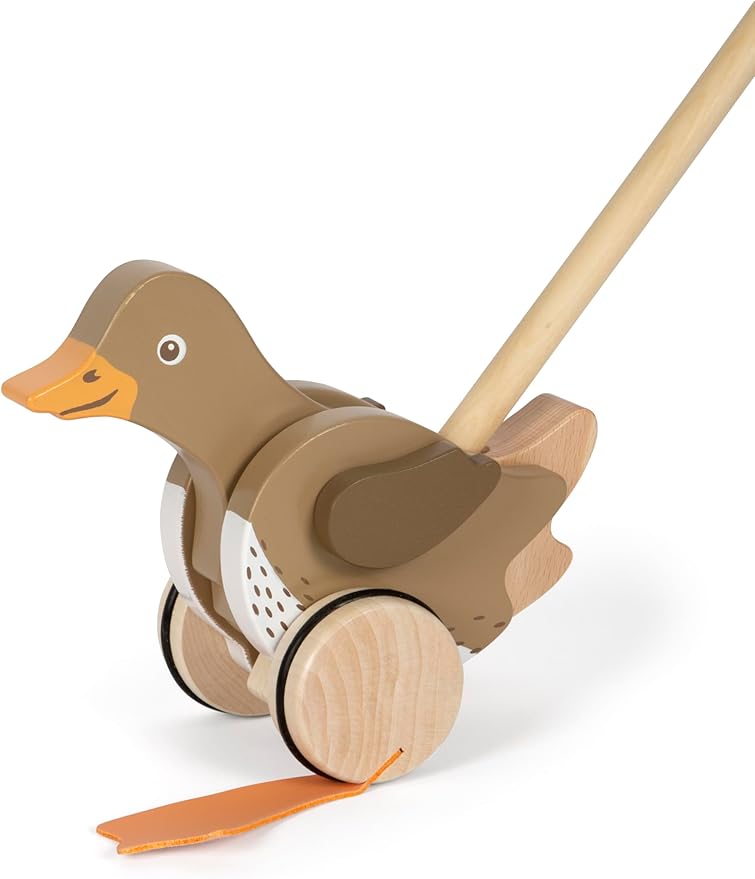 small foot Push Duck with Moving Head, Wood, Learning to Walk, 18 Months, 12493
