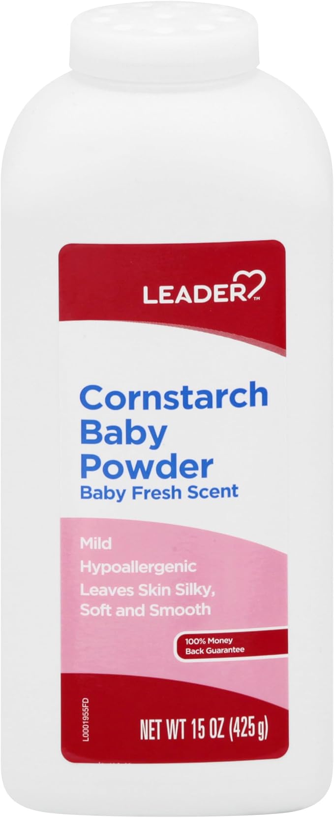 LEADER Cornstarch Baby Powder, Naturally Derived Cornstarch Aloe & Vitamin E, Hypoallergenic, Leaves Skin Silky, Soft and Smooth, Baby Fresh Scent, 15 Ounce