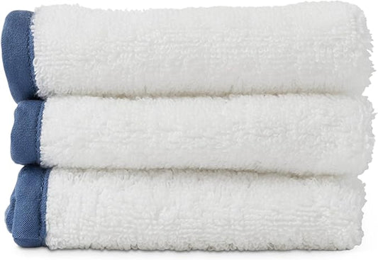 Lalo Baby Washcloths 3-Pack - 100% Organic Cotton, Soft & Absorbent, Gentle on Sensitive Skin, Machine Washable Soft Kids Washcloths - Blueberry