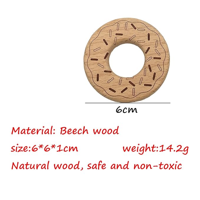 Organic Wooden Donuts Natural Handmade Unfinished Beech Wooden Animal Shape Pattern DIY Home Decoration Crafts Accessory (Donuts)