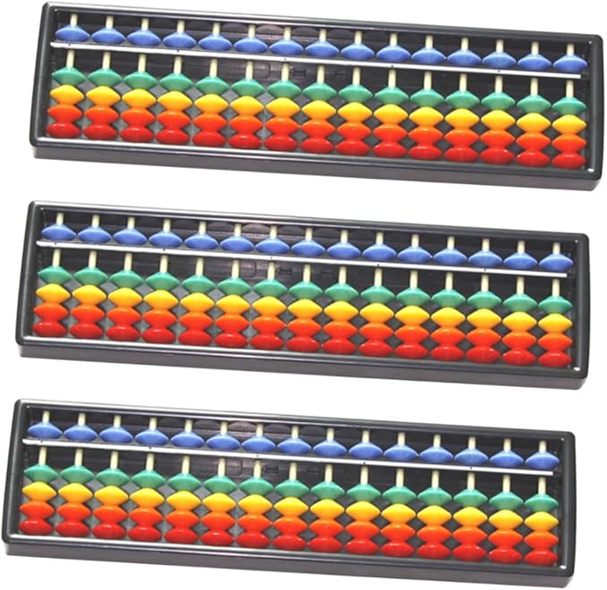 3pcs Colorful Plastic Abacus with 15 Rows, 5 Beads for ’s Mental Arithmetic, Lightweight Educational Portable Math Learning Tool, 3 Pieces per Pack