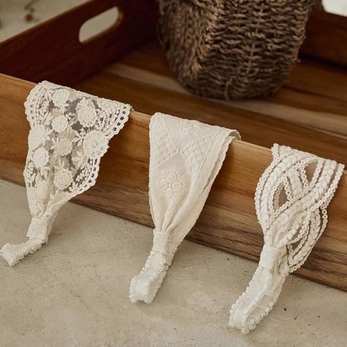 Baby Girls Lacy Bow Headband Soft Breathable Lace Hairband for Toddlers Infant Baptism Christening Beanie Cap Wide Turban Wedding Party Shower Gifts (Style 3)