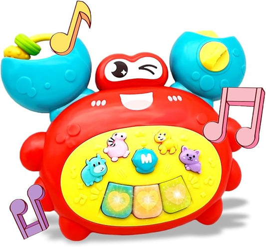 Baby Musical Toys for 1 Year Old Boys and Girls, Piano Keyboard Light Up Musical Toys for Toddlers 1-3 , Early Learning Educational Infant Toys Gifts for 12-18 Months (Crab)