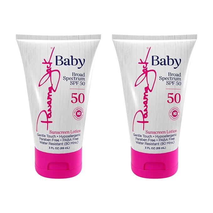 Panama Jack Baby Sunscreen Lotion - SPF 50, Broad Spectrum UVA/UVB Protection, Hypoallergenic, PABA, Paraben, Gluten & Cruelty Free, 3 FL OZ