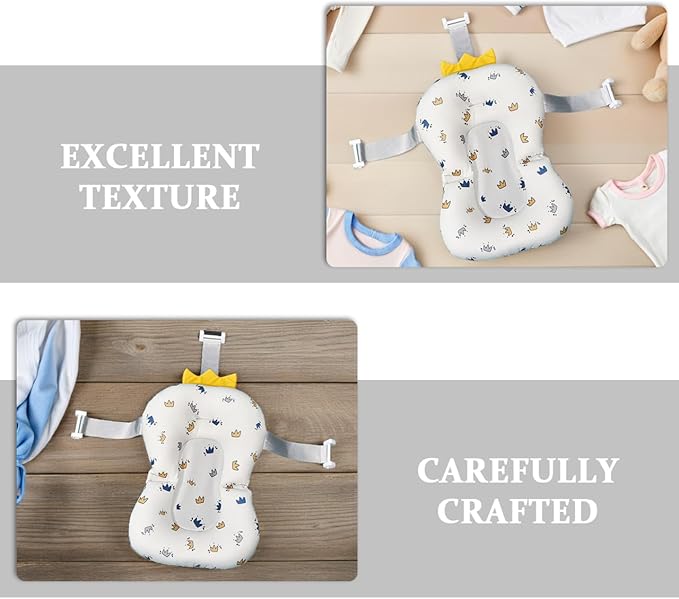 Toyvian Baby Bath Cushion 19.68X11.81 Inch Non-Slip Floating Baby Bathtub Seat Support for Infant Head Neck Back in Sink or Tub for Home and Travel