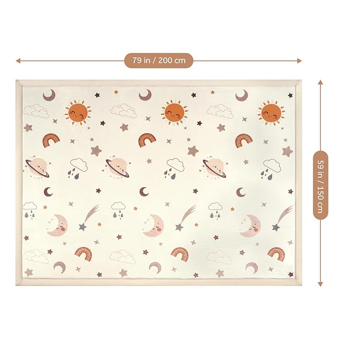 STARUIA Baby Play Mat for Floor, 1.1" Thick Memory Foam Tummy Time Mats, Soft Flannel Nursery Rug, Non Slip Crawling Mat for Toddlers, Kids, Playpen, Tatami Style for Living Room(59" X 79", Sky)