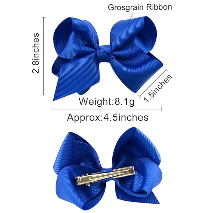 40PCS 4.5 Inch Hair Bows for Girls Grosgrain Ribbon Toddler Hair Accessories with Alligator Clips for Toddlers Baby Girls Kids