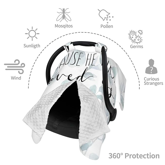 Bible Verse - 1 John 4 19 Breathable Baby Car Seat Cover & Nursing Cover - Multi-Use Stretch Fabric for Breastfeeding, Stroller Sunshade, Shopping Cart Cover