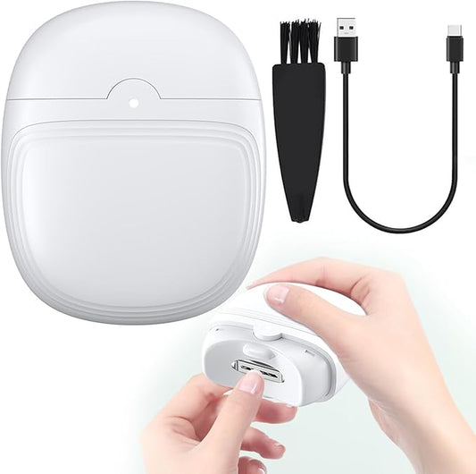 Electric Nail Clipper, Automatic Electric Baby Nail Clippers, Adjustable 2 Speed Levels Nail Clippers, Protable Electric Nail Trimmer with Light & Silent for Seniors Kids Children Adults (A-White)