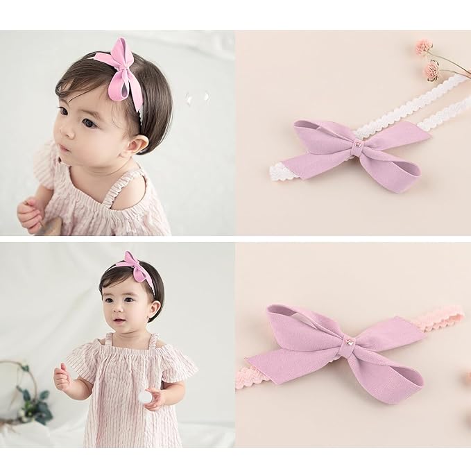 Baby Girls Cute Lace Bow Headband Soft Cotton Elastic Hair Accessories for Toddlers Newborns Ideal for Birthdays Baby Shower Photoshoots Special Occasions
