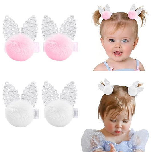 VOBOBE 4Pcs Easter Bunny Hair Bow Clips, Rabbit Hair Bow Accessories for Easter Party Birthday Supplies