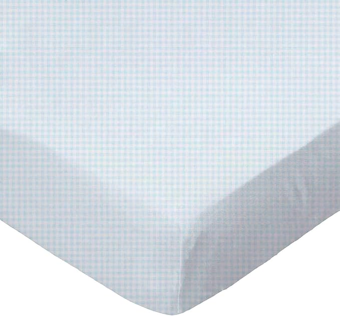 SheetWorld Baby Fitted Bassinet Sheet Fits Nuna Mixx 12 x 29 inches, 100% Cotton Jersey Hypoallergenic Sheet, Unisex Boy Girl, Blue Gingham, Made in USA