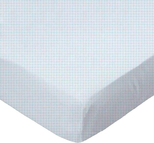 SheetWorld Baby Fitted Bassinet Sheet Fits Nuna Mixx 12 x 29 inches, 100% Cotton Jersey Hypoallergenic Sheet, Unisex Boy Girl, Blue Gingham, Made in USA