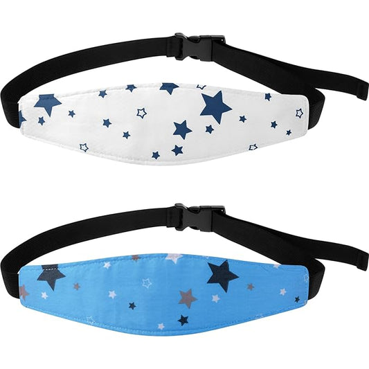HESTYA 2 Pcs Carseat Head Support Toddler, Stroller Seat Headrest for Sleeping Traveling, Neck Relief Headband Strap for Kids Children Toddler Infant(Star)